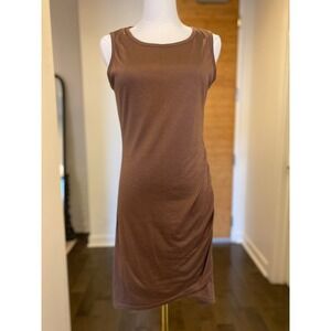 BTFBM Women Brown Ruched Side Sleeveless‎ Tank Dress Size S